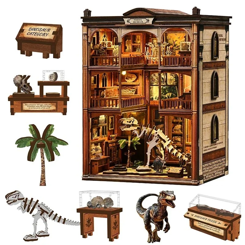 Diy Wooden Book Nook Kit Shelf Insert - طقم تجميع رف الكتب المصغر بتصميم