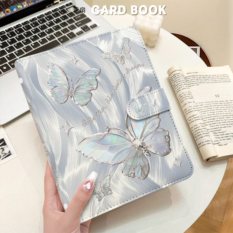 Kpop Photo Card Binder 3 Inch - الفضة قزحي الألوان فراشة A5 بطاقة