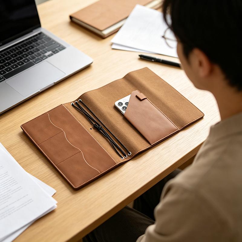 Vintage Leather Journal Notebook - دفتر ملاحظات قابل لإعادة التعبئة، منظم