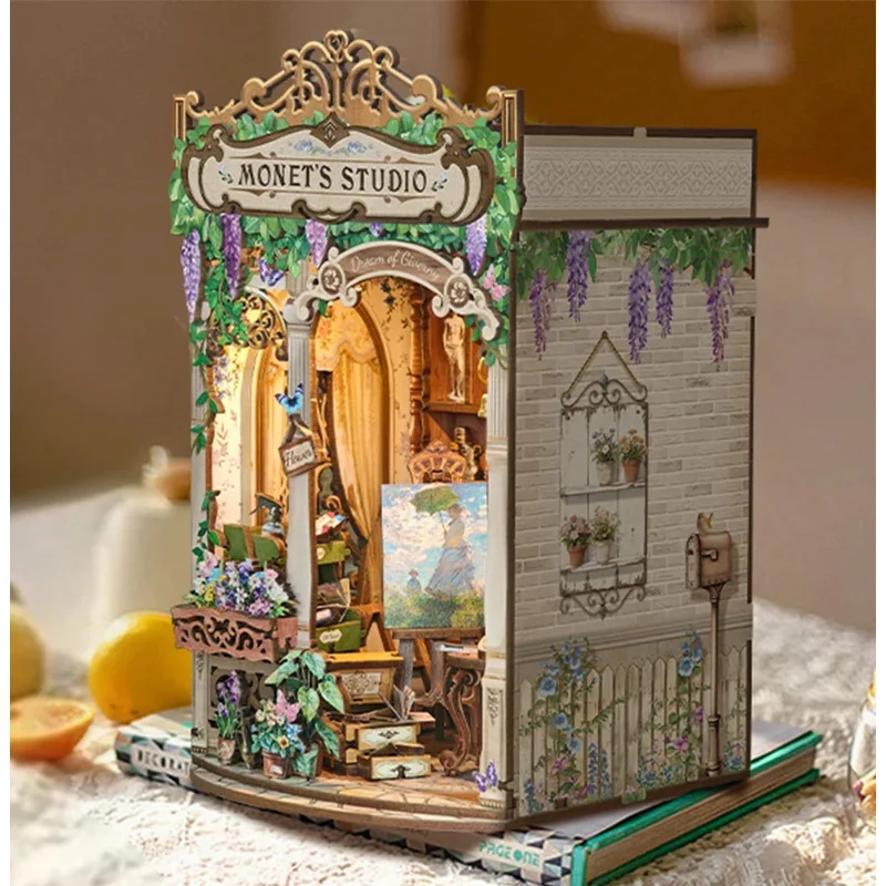 رف كتب خشبي على شكل استوديو مو - مراجعة Diy Wooden Book Nook Kit Shelf Insert وسعره