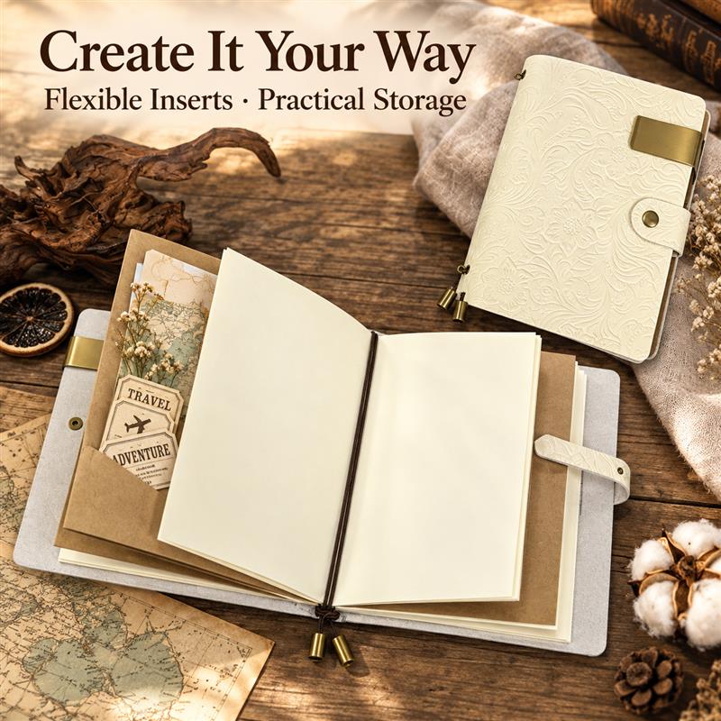 دفتر ملاحظات سفر A6 مطبوع من ج - مراجعة Vintage Leather Journal Notebook وسعره