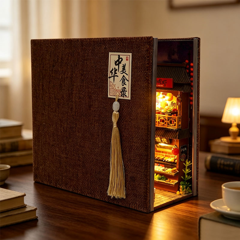 مجموعة نموذج منزل الدمى المصغر - مراجعة Diy Wooden Book Nook Kit Shelf Insert وسعره