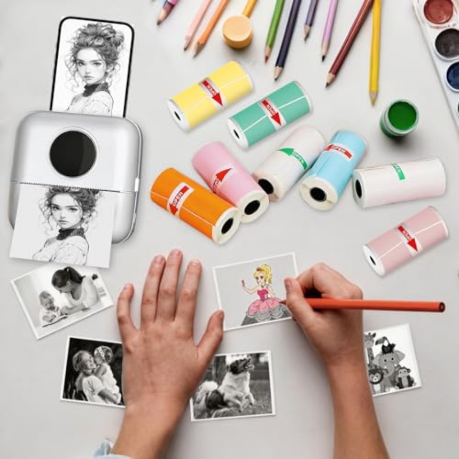 10 لفات من ورق الملصقات الحرار - مراجعة Mini Pocket Thermal Printer Paper Roll وسعره